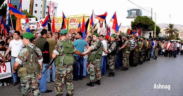 Hundreds of Armenians in Beirut rallied with posters saying: “Armenian history is not for sale”, “Mr. President, reclaim our lands”, “Diaspora is the consequence of the Genocide” as a sign of protest against the protocols. 